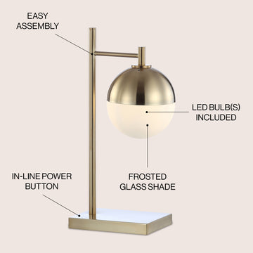 Marcel 21" Iron/Glass Art Deco Mid Century Globe LED Table Lamp - JONATHAN Y